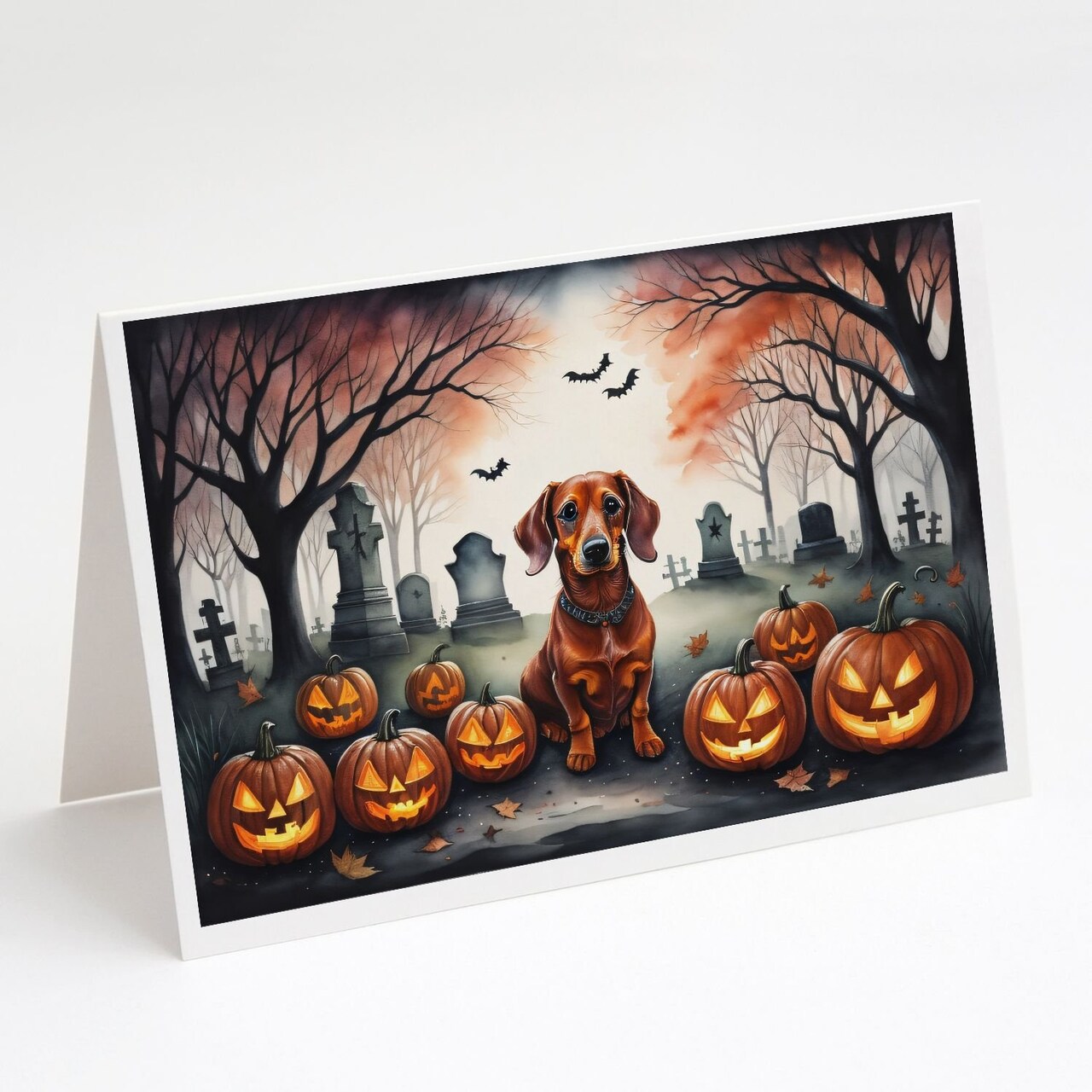 Edge Collections - 5" x 7" - Multicolor - Dachshund Halloween Greeting Cards - 8 Pieces